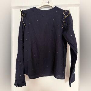 Jacadi Navy Blouse with Gold Logo Tag